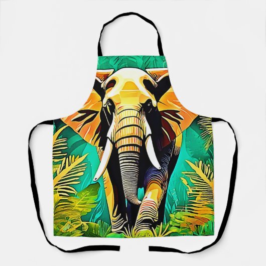 Levendig Oerwoud Elephant Scene Design Schort (Voorkant)