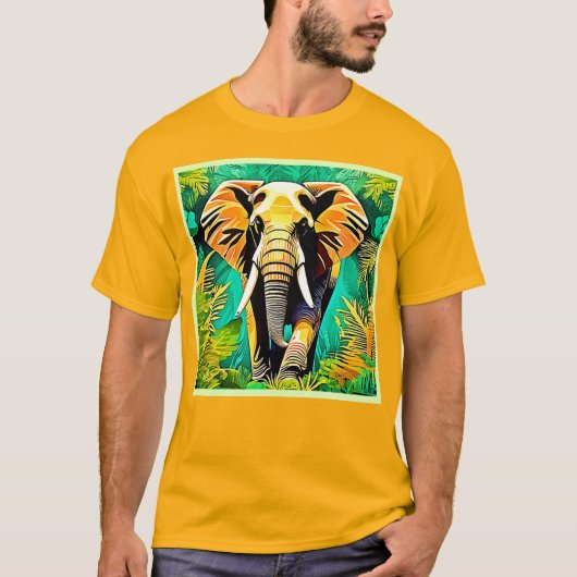 Levendig Oerwoud Elephant Scene Design T-shirt (Voorkant)