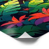 Levendig Oerwoud Oasis Tropische Waterval Landscha Perfect Poster (Hoek)