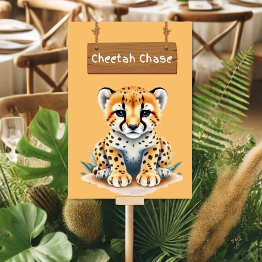 Levendig Oerwoud Safari Cheetah Table Sign Kaart