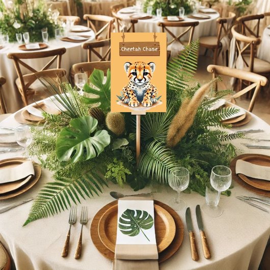 Levendig Oerwoud Safari Cheetah Table Sign Kaart