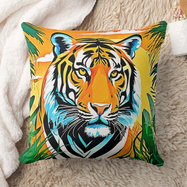 Levendig Oerwoud Tiger Art Design Kussen (Deken)