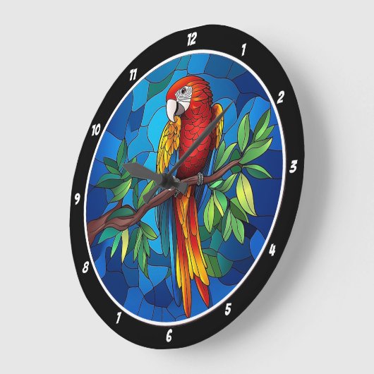 Levendig Oerwouden juweel" - Glazen in lood papega Grote Klok (Hoek)