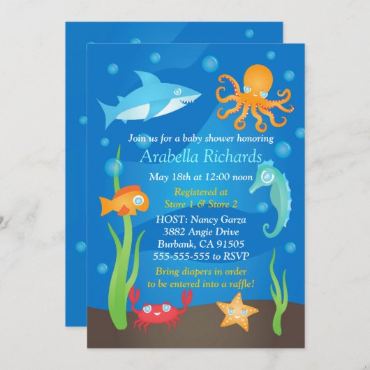 Levendig onder het Zee Babyschoenen Kaart (Voorkant / Achterkant)