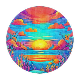 Levendig onderwater zonsondergang kunstwerk snijplank