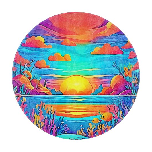 Levendig onderwater zonsondergang kunstwerk snijplank (Voorkant)