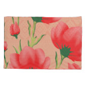 Levendig ontwerp van rode stof met bloemmotief kussensloop (Achterkant-Links)