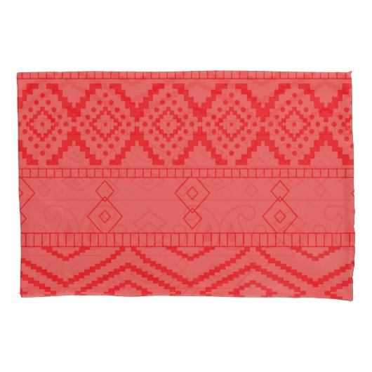 Levendig ontwerp van rode stof met bloemmotief kussensloop (Voorkant-Links)