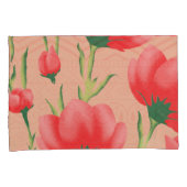 Levendig ontwerp van rode stof met bloemmotief kussensloop (Voorkant-Rechts)