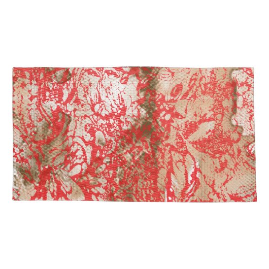 Levendig ontwerp van rode stof met ingewikkelde vl kussensloop (Achterkant-Links)