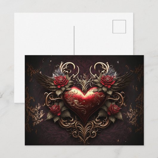 Levendig ontworpen briefkaart voor hart (Voorkant / Achterkant)