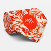 Levendig Oranje Abstract Botanisch Stropdas (Opgerold)