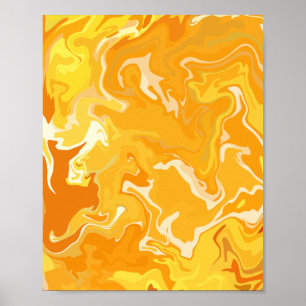 Levendig Oranje Abstracte Stroom Poster