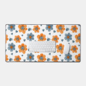 Levendig Oranje blauw bloemmotief Bureaumat (Keyboard & Muis)