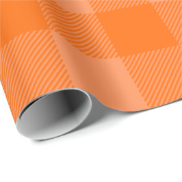 Levendig Oranje & Bleek Oranje Herfst Buffalo Plai Cadeaupapier