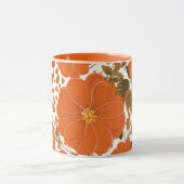 Levendig Oranje bloemmotief met bladeren Mok (Midden)
