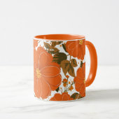 Levendig Oranje bloemmotief met bladeren Mok (Voorkant rechts)