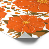 Levendig Oranje bloemmotief met bladeren Poster (Hoek)