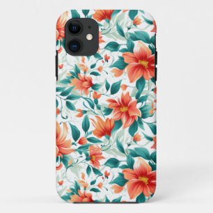 Levendig Oranje Bloemtuin Patroon - Elegante Thee Case-Mate iPhone Case