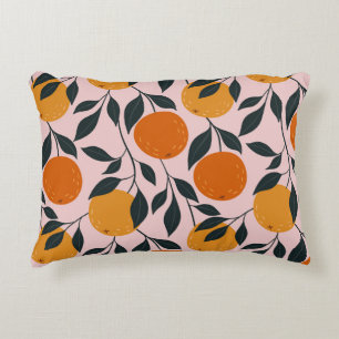Levendig Oranje Citrus Naadloos Patroon Accent Kussen