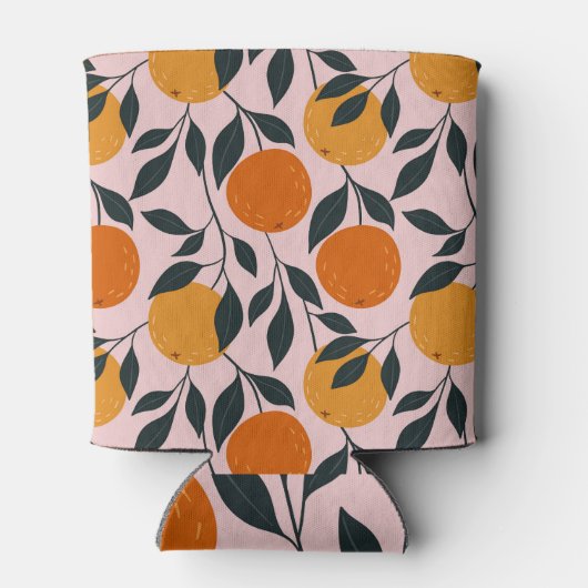 Levendig Oranje Citrus Naadloos Patroon Blikjeskoeler (Achterkant)