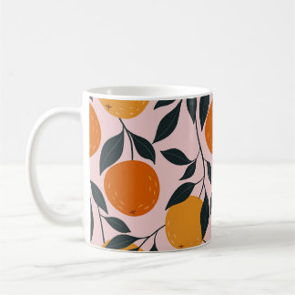 Levendig Oranje Citrus Naadloos Patroon Koffiemok