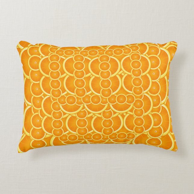 Levendig Oranje Citruspatroonontwerp Accent Kussen (Voorkant)