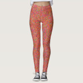 Levendig Oranje cyclisch chaospatroon Leggings (Voorkant)