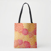 Levendig Oranje en Rode Dahlia Floral Tote Bag (Voorkant)