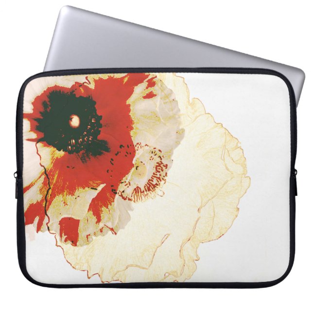 levendig oranje en wit ranunculus laptop sleeve (Voorkant)