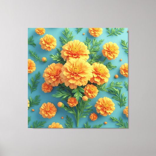 Levendig Oranje Flamingo Boeket Canvas Afdruk (Voorkant)