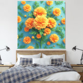 Levendig Oranje Flamingo Boeket Canvas Afdruk (Insitu (Slaapkamer))
