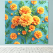 Levendig Oranje Flamingo Boeket Canvas Afdruk (Insitu (Houten vloer))