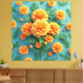 Levendig Oranje Flamingo Boeket Canvas Afdruk (Insitu (Woonkamer))