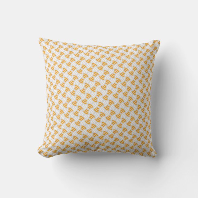 Levendig Oranje Golf Geometrisch Abstract Patroon Kussen (Voorkant)