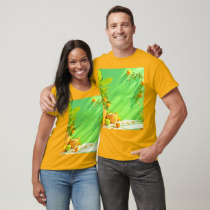 Levendig Oranje Groen Stilleven Design T-shirt