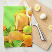 Levendig Oranje Groen Stilleven Design Theedoek (Quarter Fold)