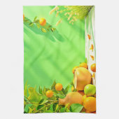 Levendig Oranje Groen Stilleven Design Theedoek (Verticaal)