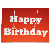Levendig Oranje Happy Birthday Gift Bag Groot Cadeauzakje (Voorkant)