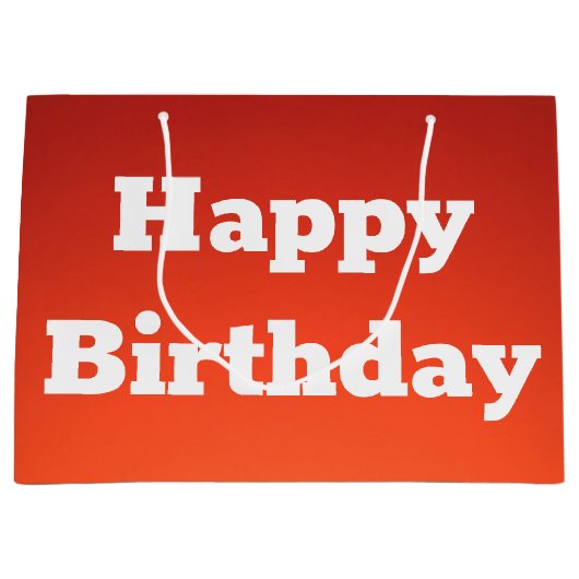 Levendig Oranje Happy Birthday Gift Bag Groot Cadeauzakje (Voorkant)