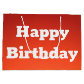 Levendig Oranje Happy Birthday Gift Bag Groot Cadeauzakje (Achterkant)