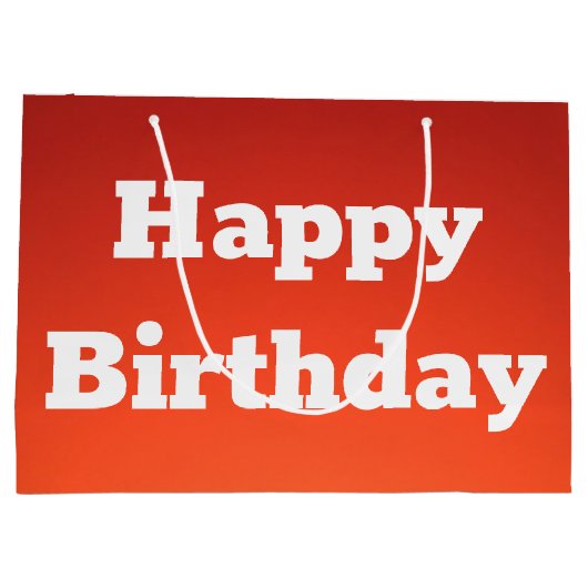 Levendig Oranje Happy Birthday Gift Bag Groot Cadeauzakje (Achterkant)