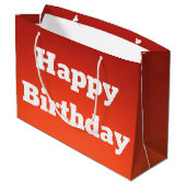 Levendig Oranje Happy Birthday Gift Bag Groot Cadeauzakje (Achterkant Gekanteld)