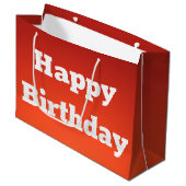Levendig Oranje Happy Birthday Gift Bag Groot Cadeauzakje (Voorkant Gekanteld)