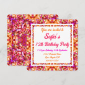 Levendig Oranje Helder Geel Krachtig Roze Verjaard Kaart (Voorkant / Achterkant)