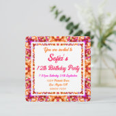 Levendig Oranje Helder Geel Krachtig Roze Verjaard Kaart (Staand voorkant)