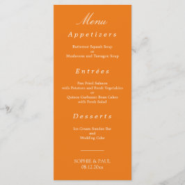 Levendig Oranje huwelijksmenu Menu