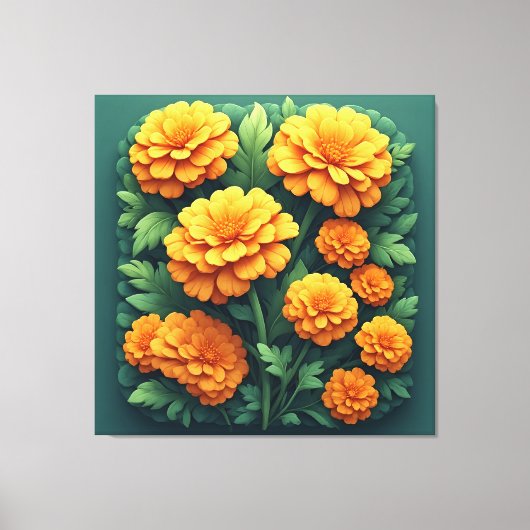 Levendig Oranje Marigold Boeket Canvas Afdruk (Voorkant)