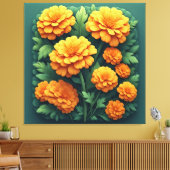 Levendig Oranje Marigold Boeket Canvas Afdruk (Insitu (Woonkamer))