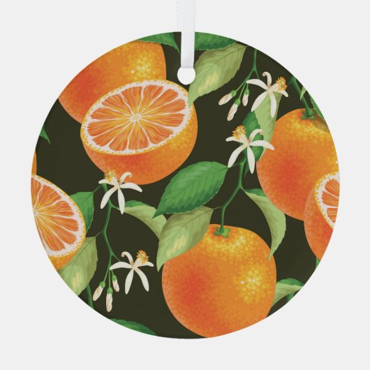 Levendig Oranje naadloos patroonontwerp Glas Ornament (Achterkant)
